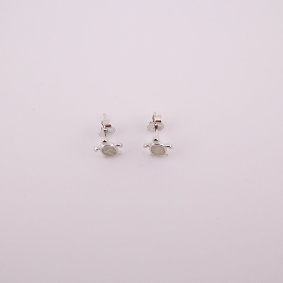 Women's Sterling Silver Jewelry Turtle Stud Fashion Earrings with Opal Accents** - Picture 12 of 12